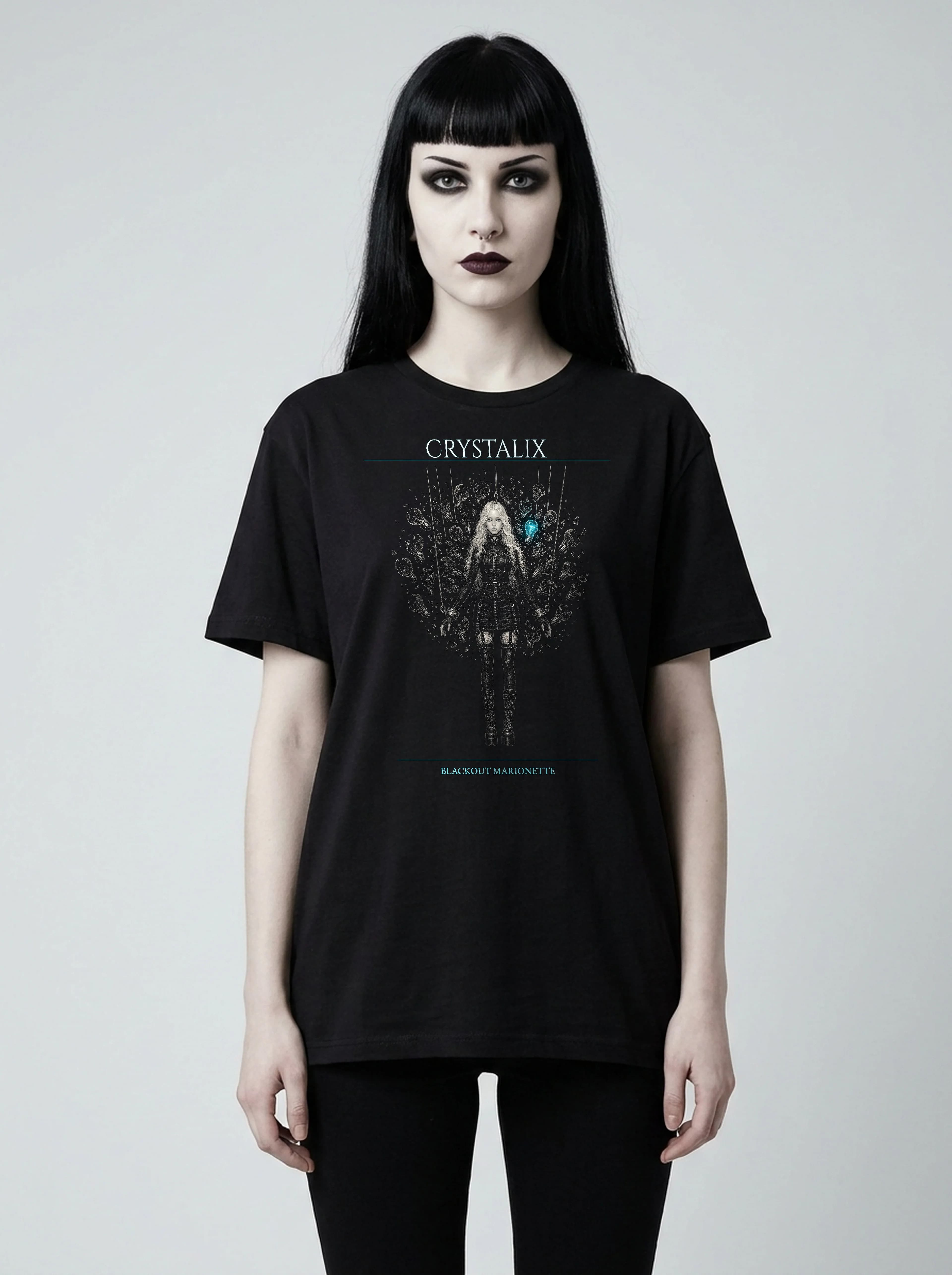 Crystalix T-Shirt: female model, front view