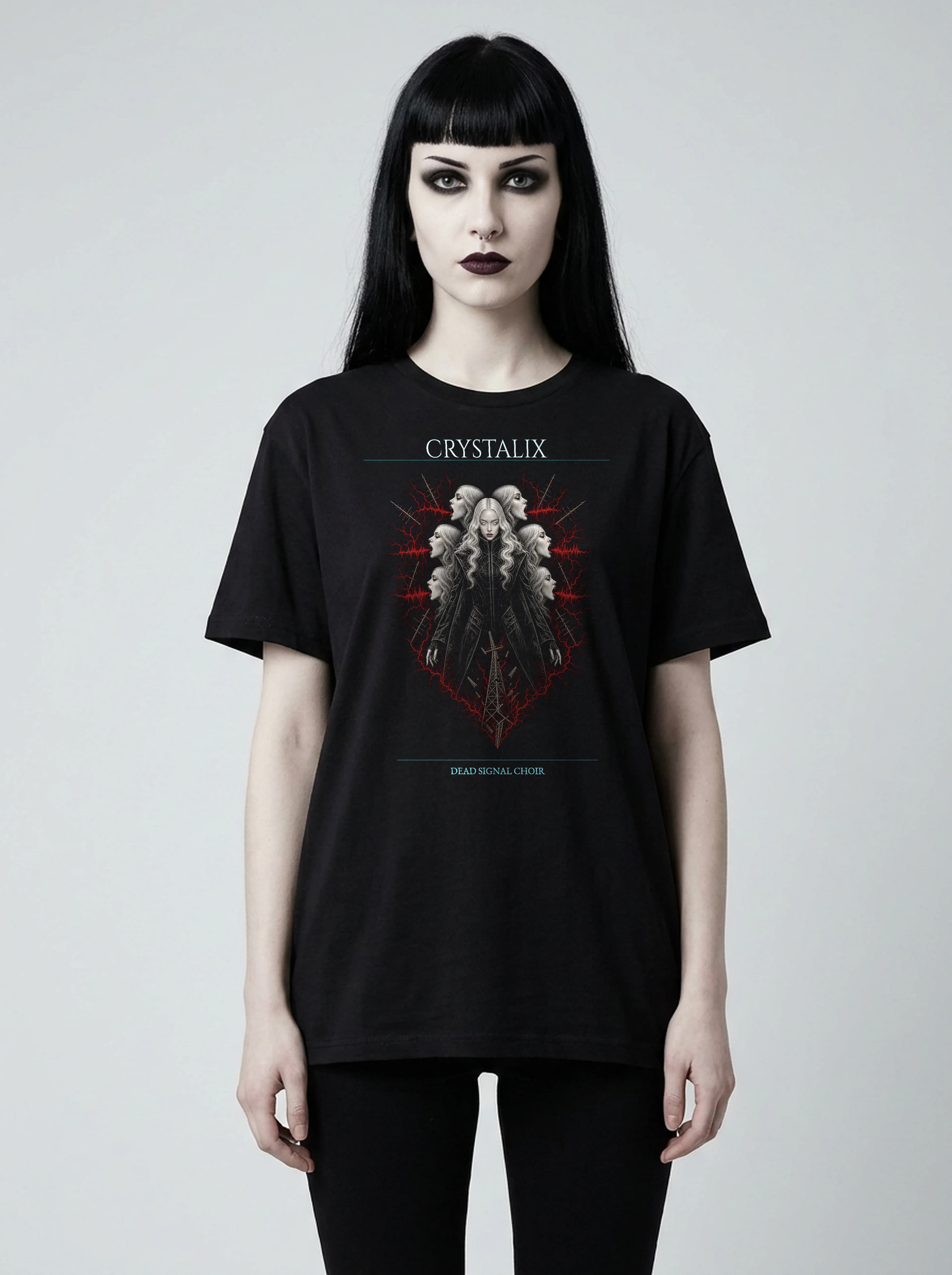 Crystalix T-Shirt: female model, front view