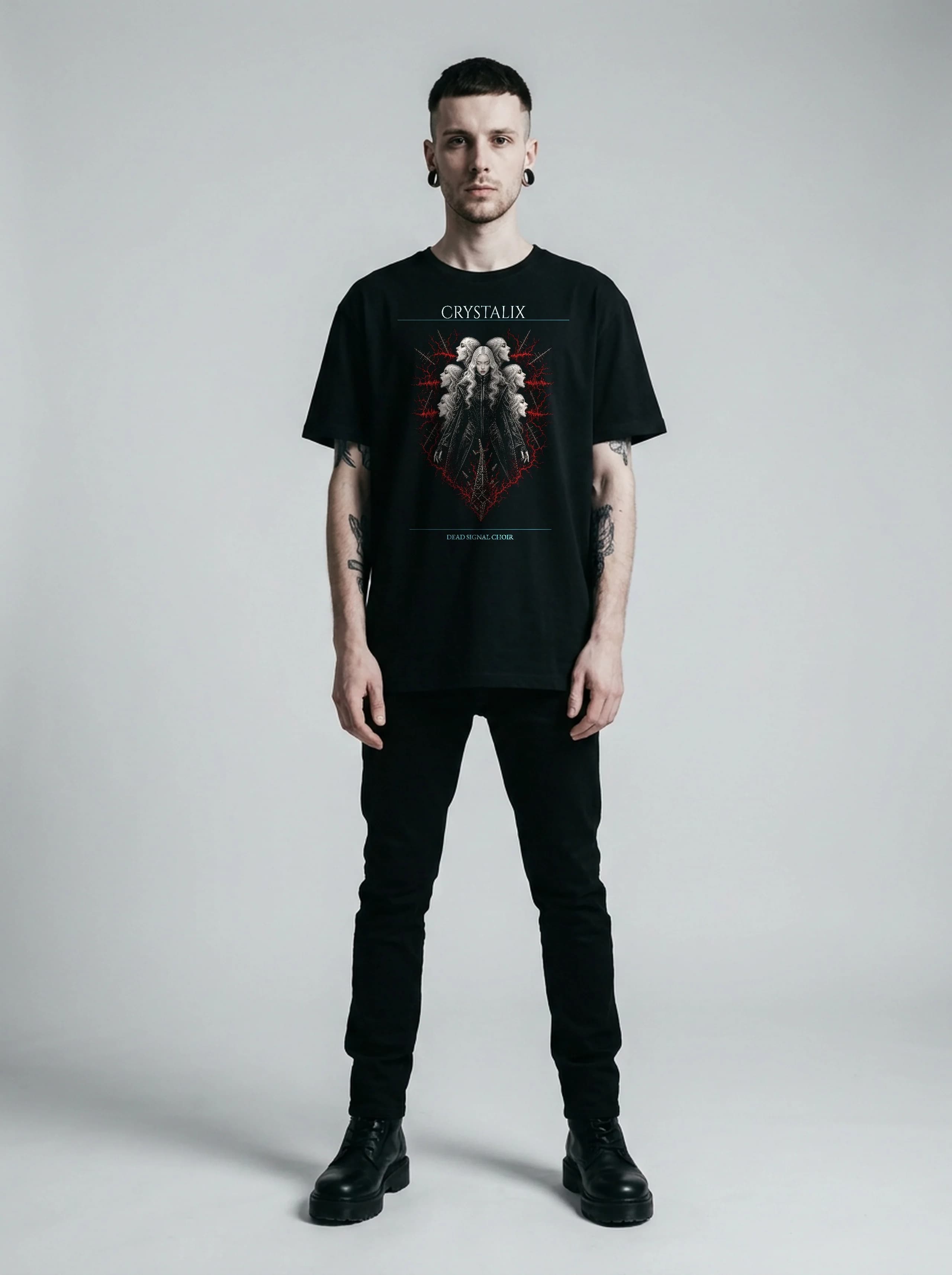 Crystalix T-Shirt: male model, full length