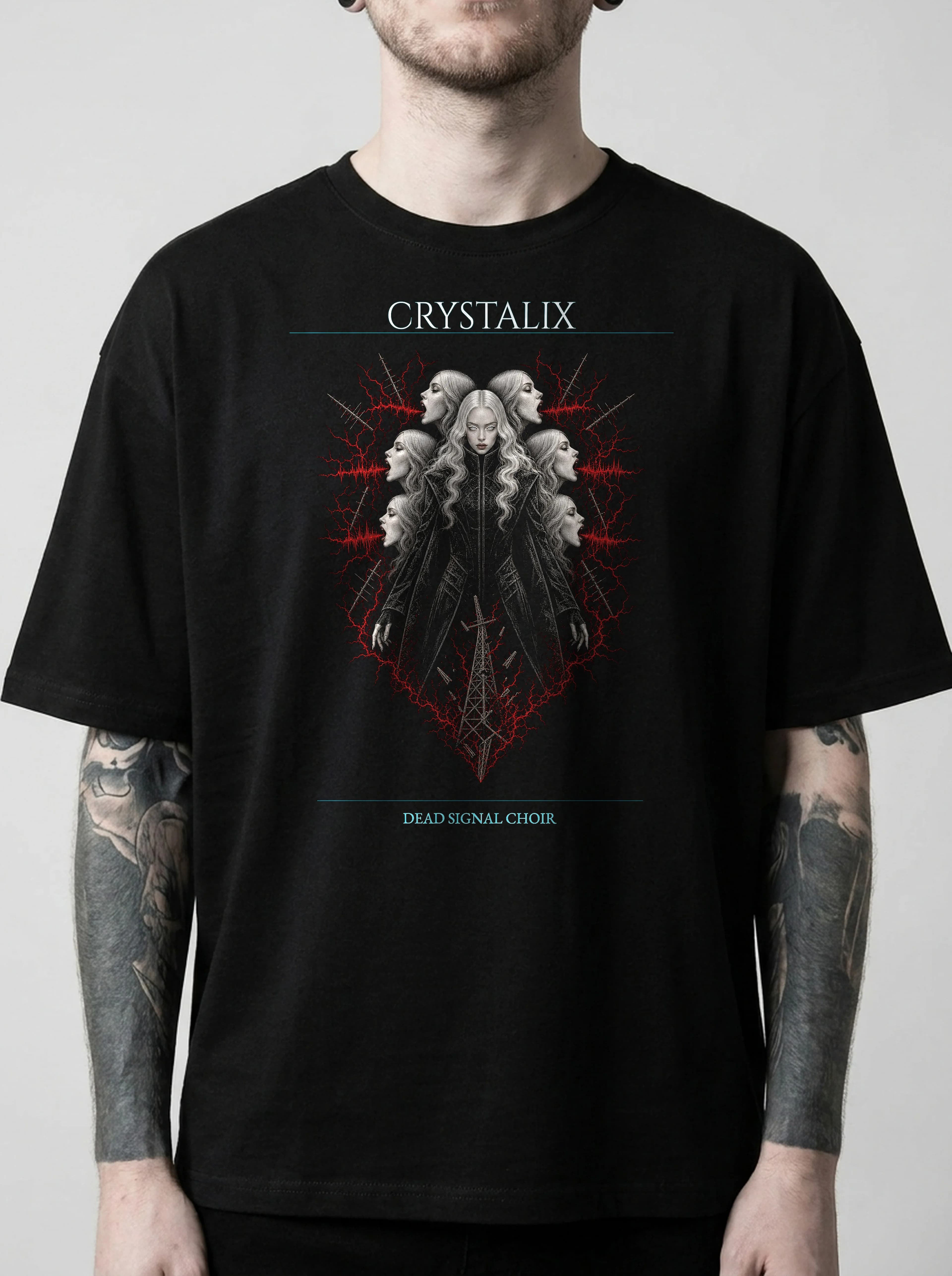 Crystalix T-Shirt: male model, chest detail