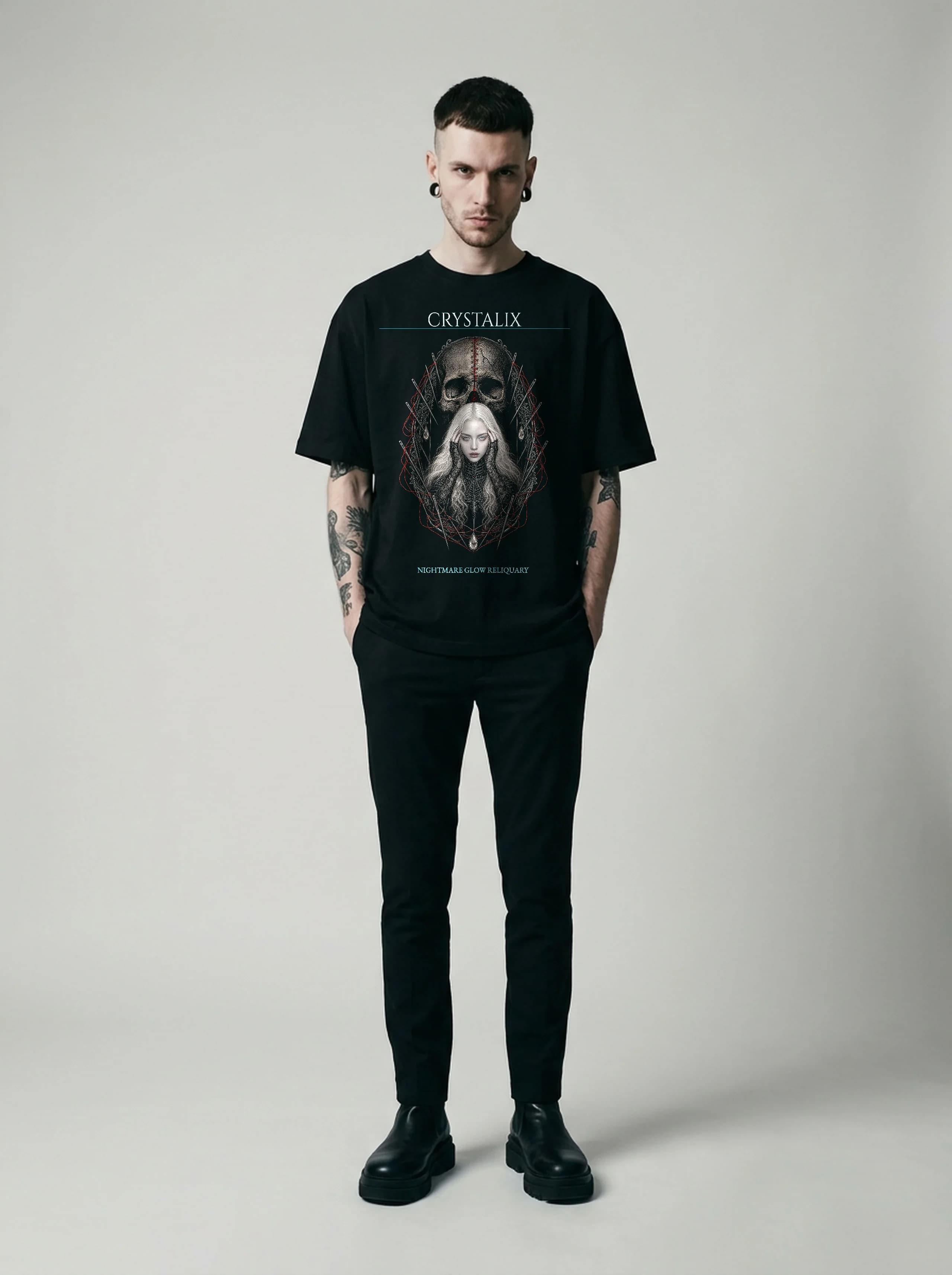 Crystalix T-Shirt: male model, full length