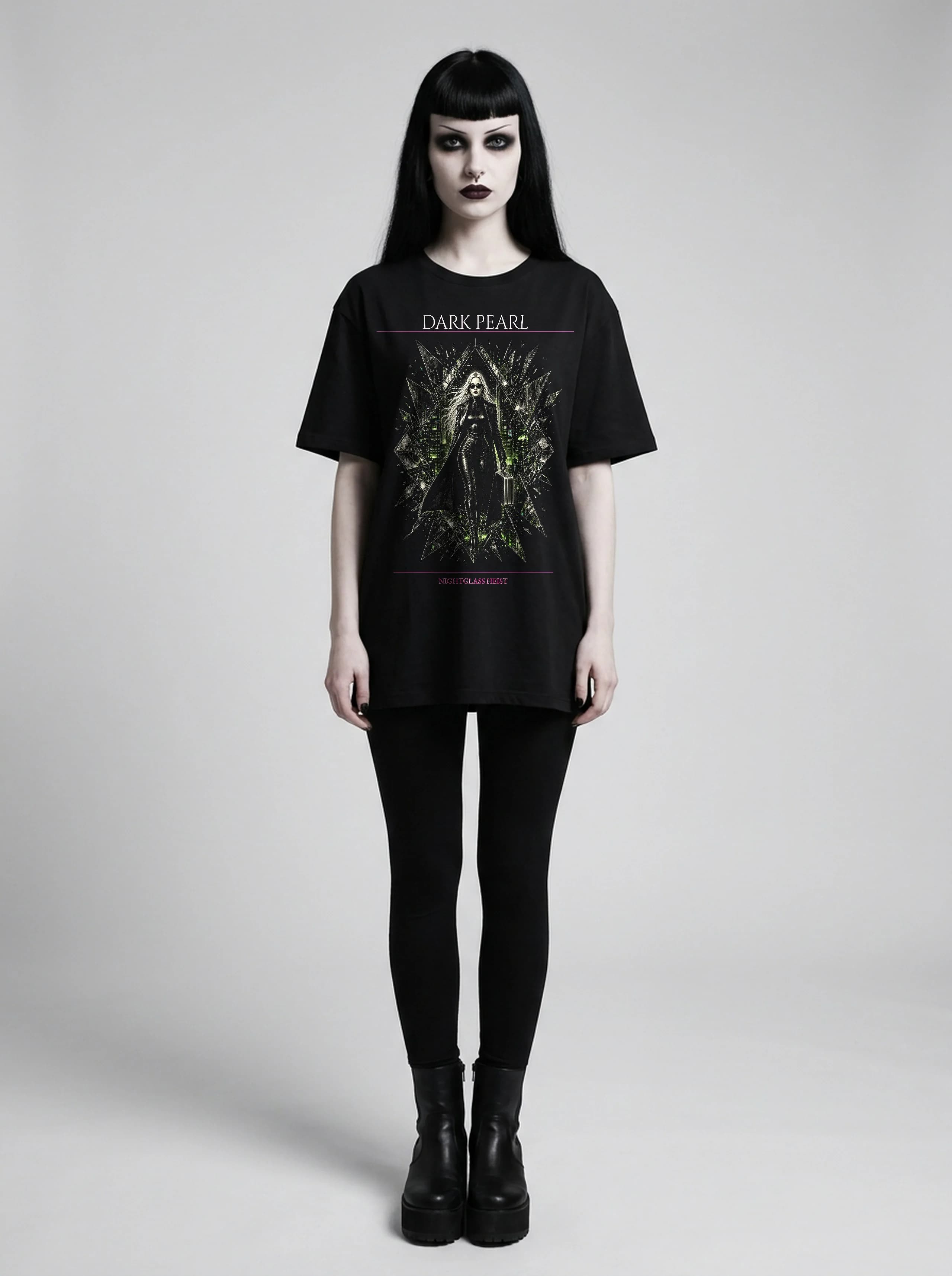 Dark Pearl T-Shirt: female model, full length