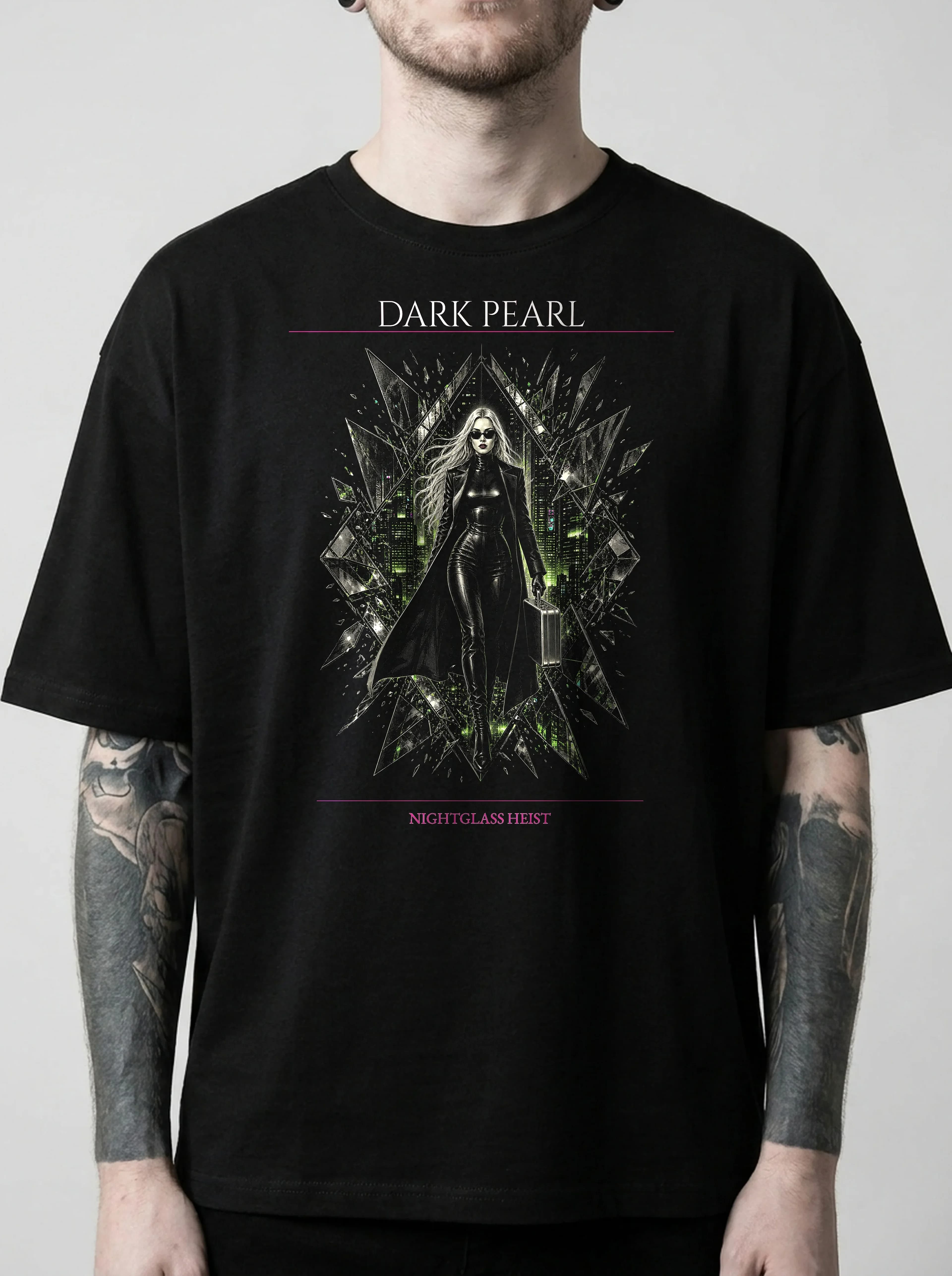 Dark Pearl T-Shirt: male model, chest detail