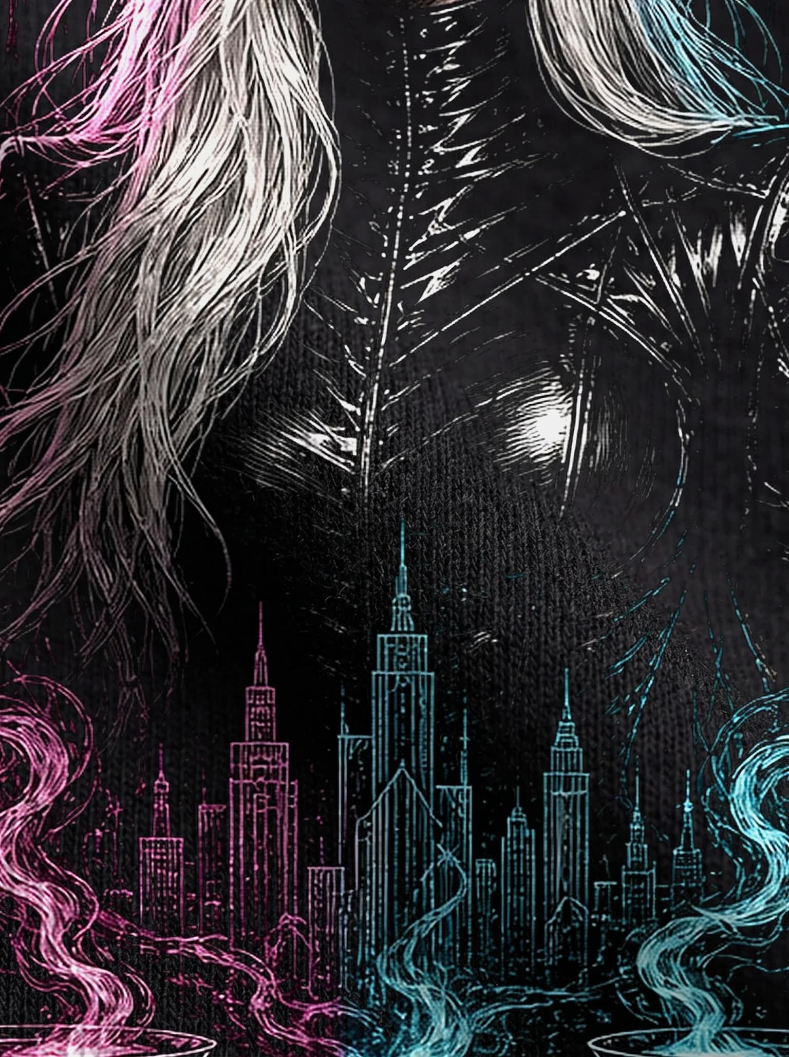 Dark Pearl T-Shirt: print detail on fabric