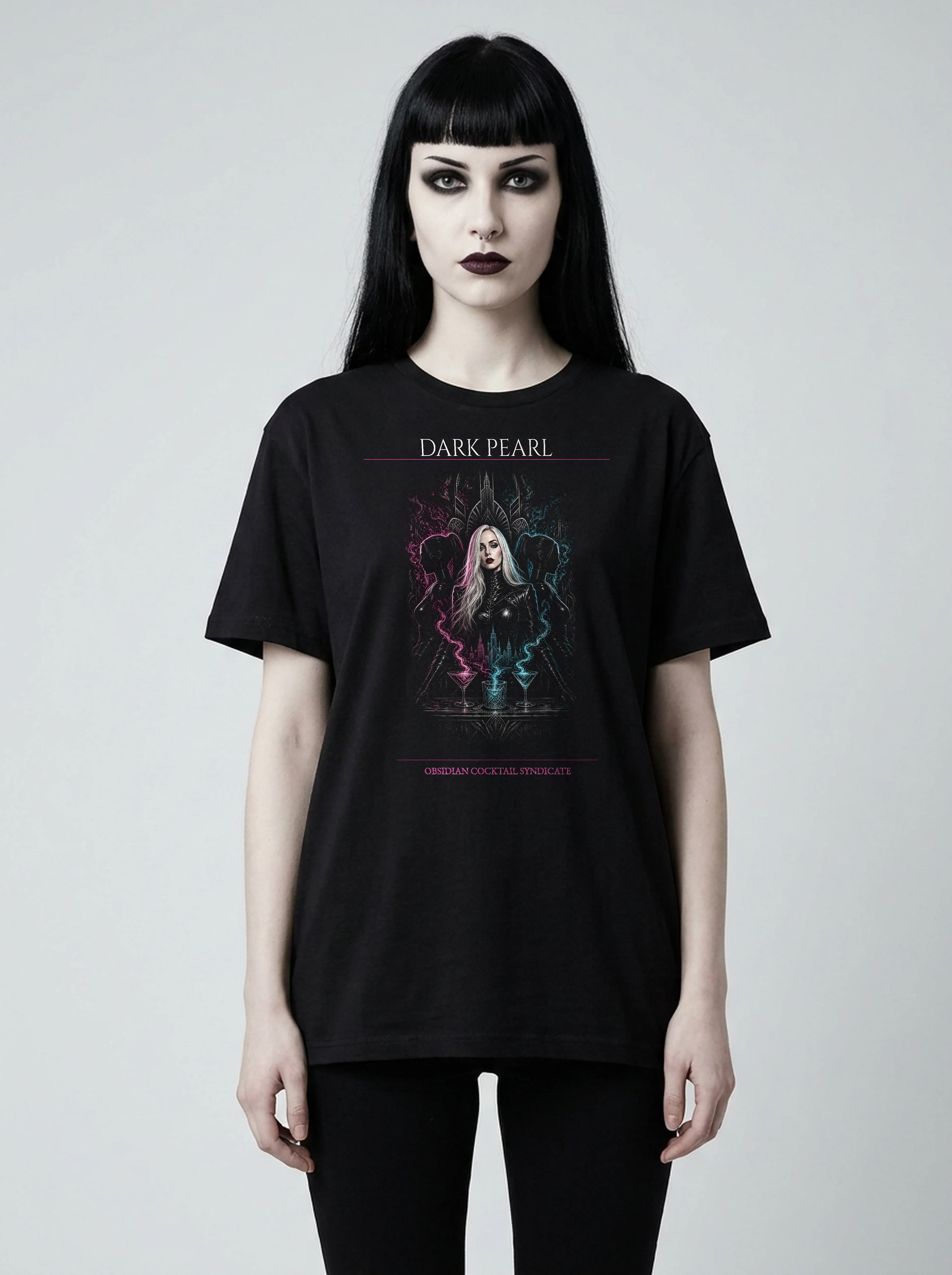 Dark Pearl T-Shirt: female model, front view