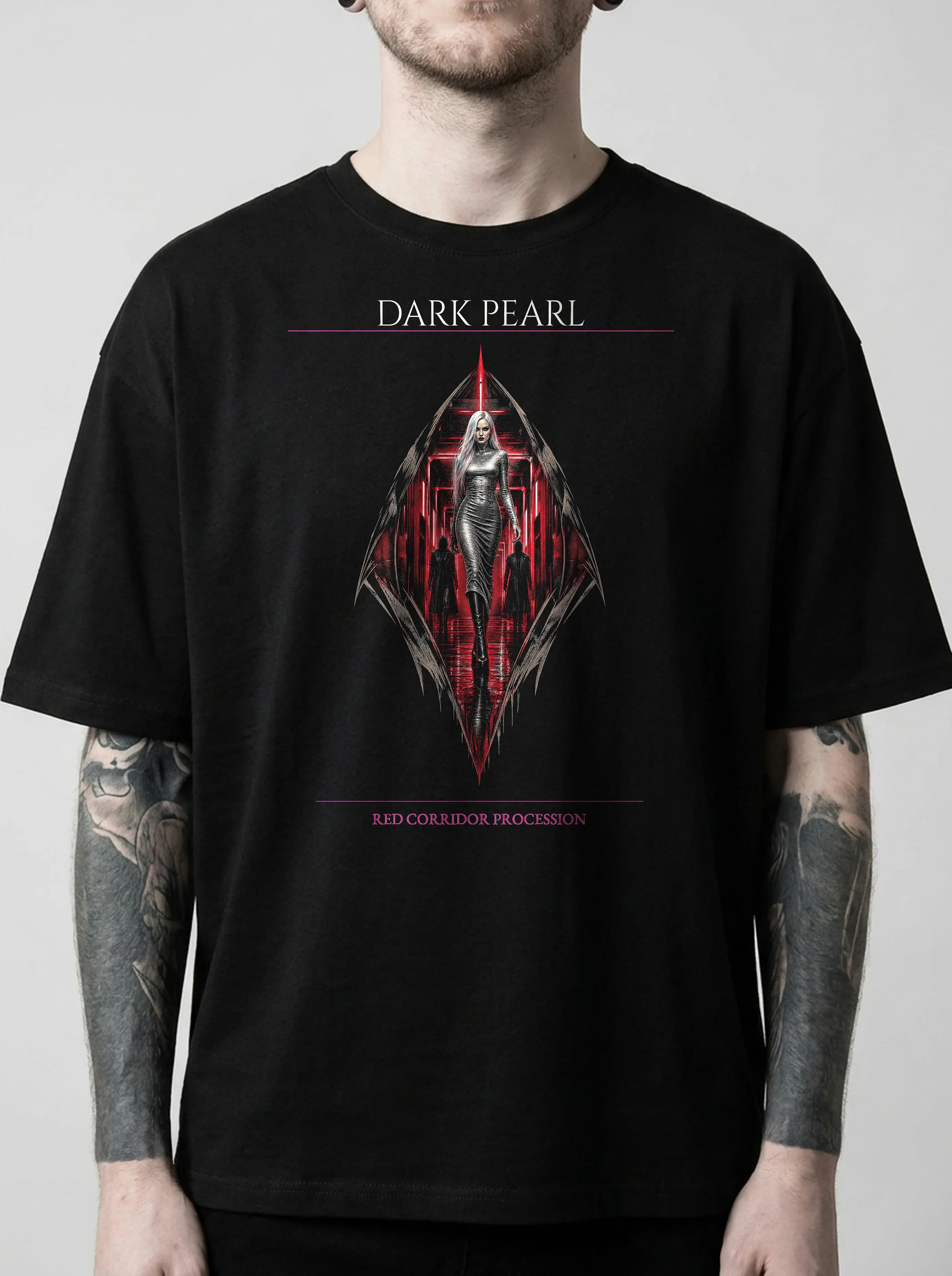 Dark Pearl T-Shirt: male model, chest detail