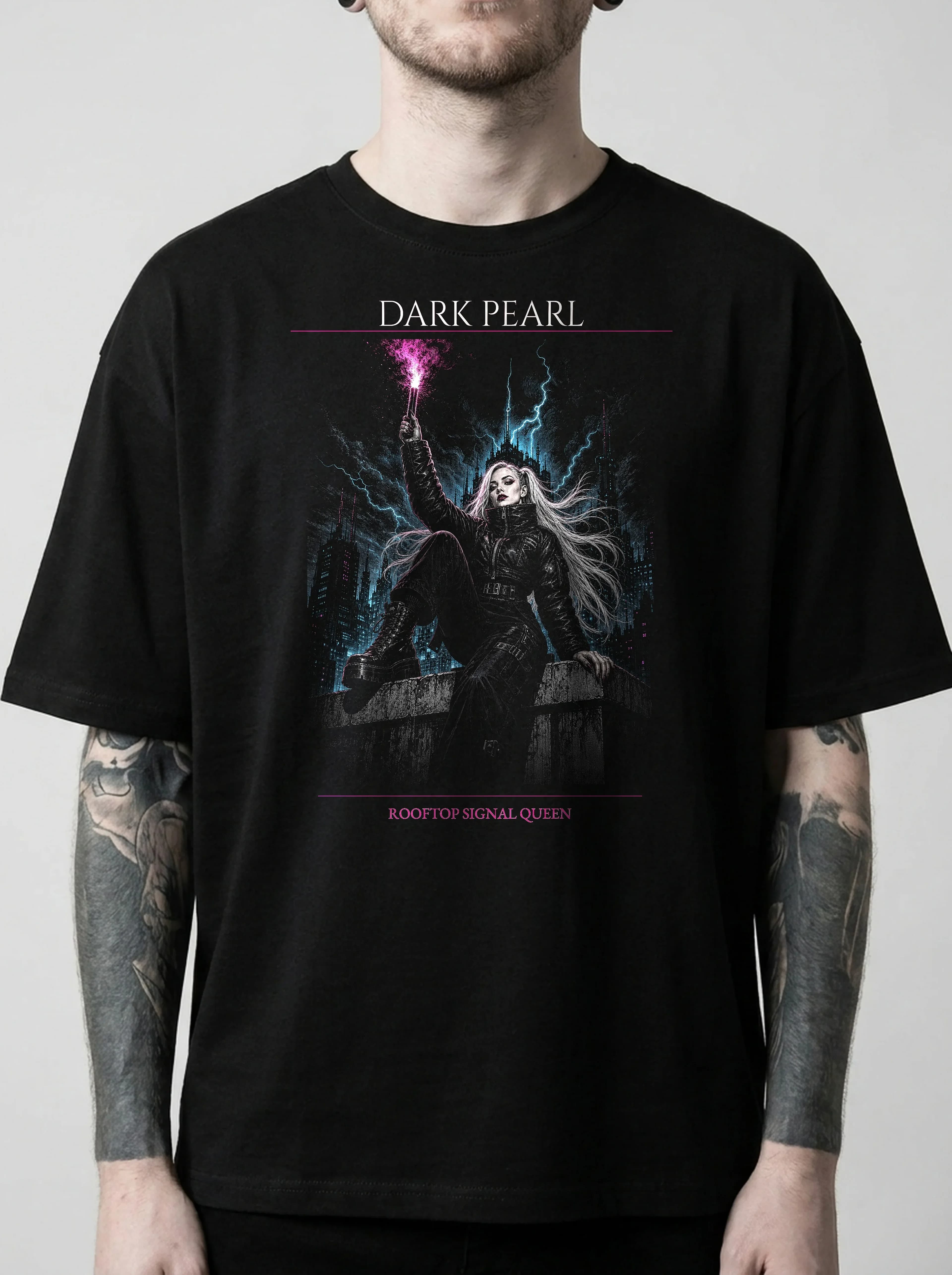 Dark Pearl T-Shirt: male model, chest detail