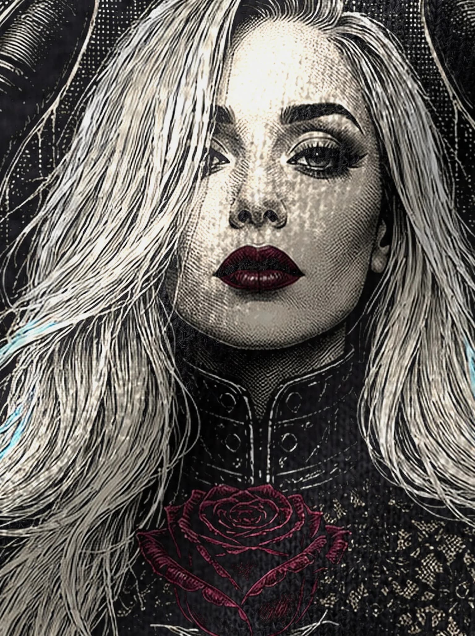 Dark Pearl T-Shirt: print detail on fabric
