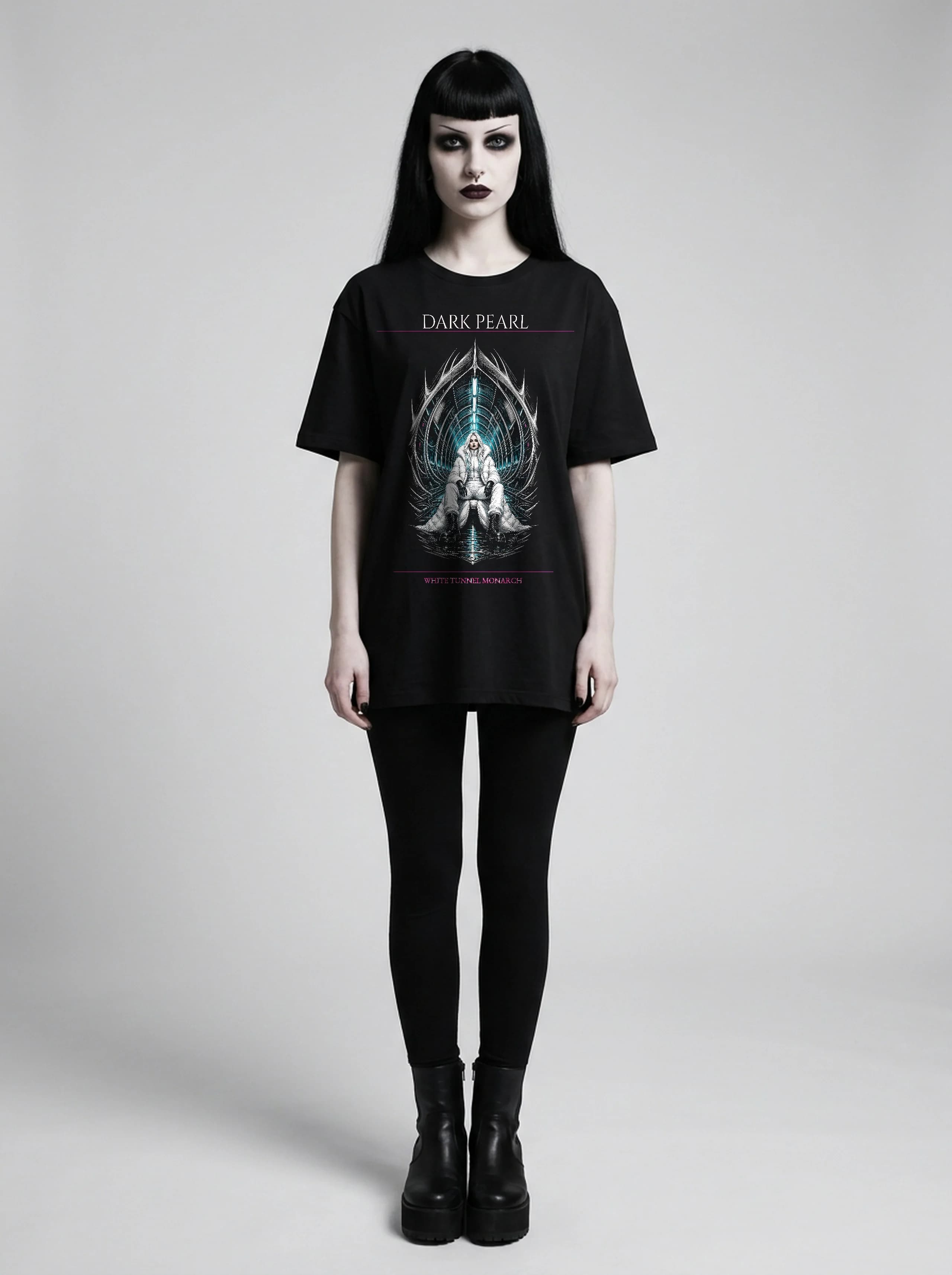 Dark Pearl T-Shirt: female model, full length