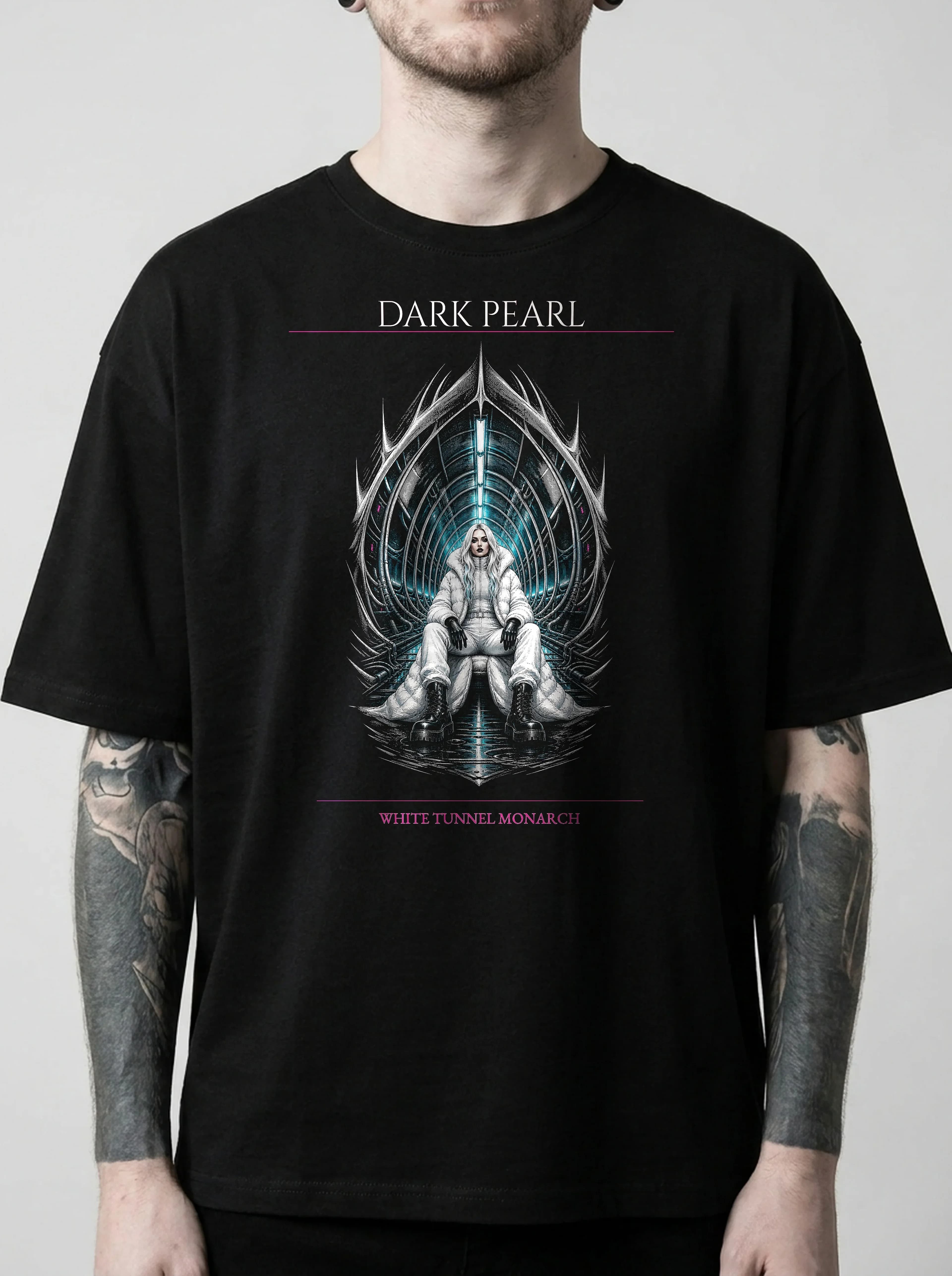 Dark Pearl T-Shirt: male model, chest detail