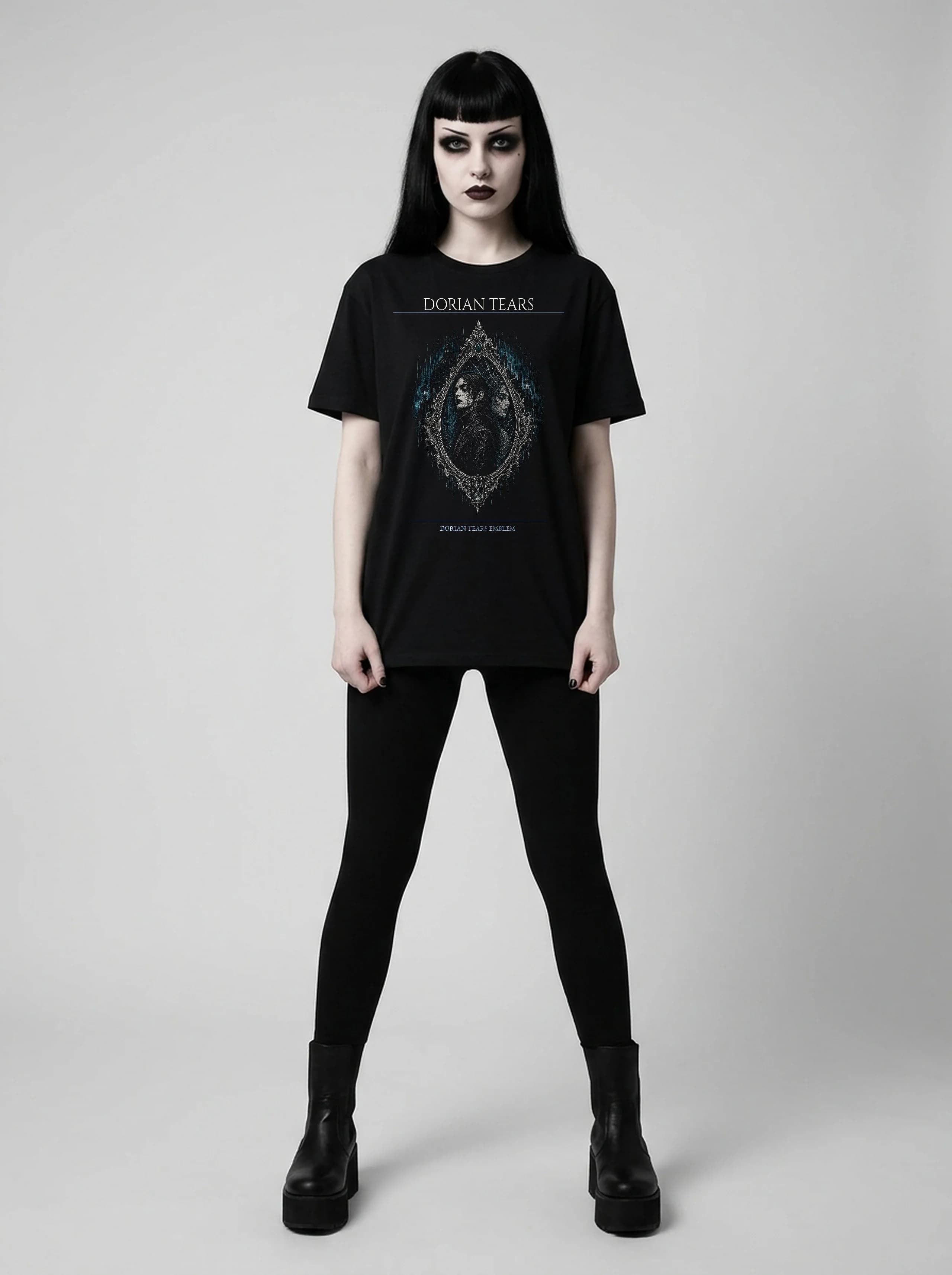 Dorian Tears T-Shirt: female model, full length