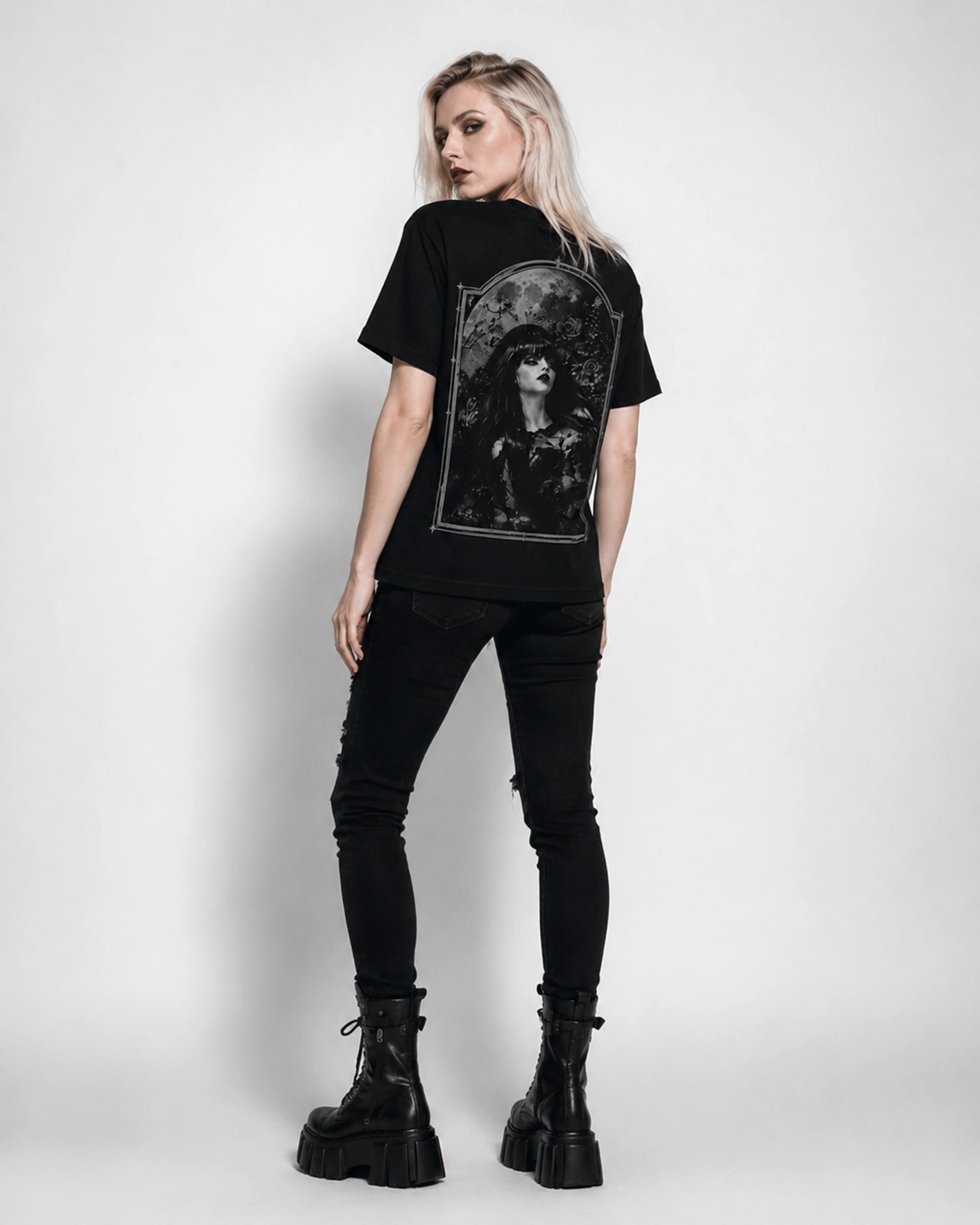 Dorian Tears | Gothic Girl T-Shirt: female model, back view