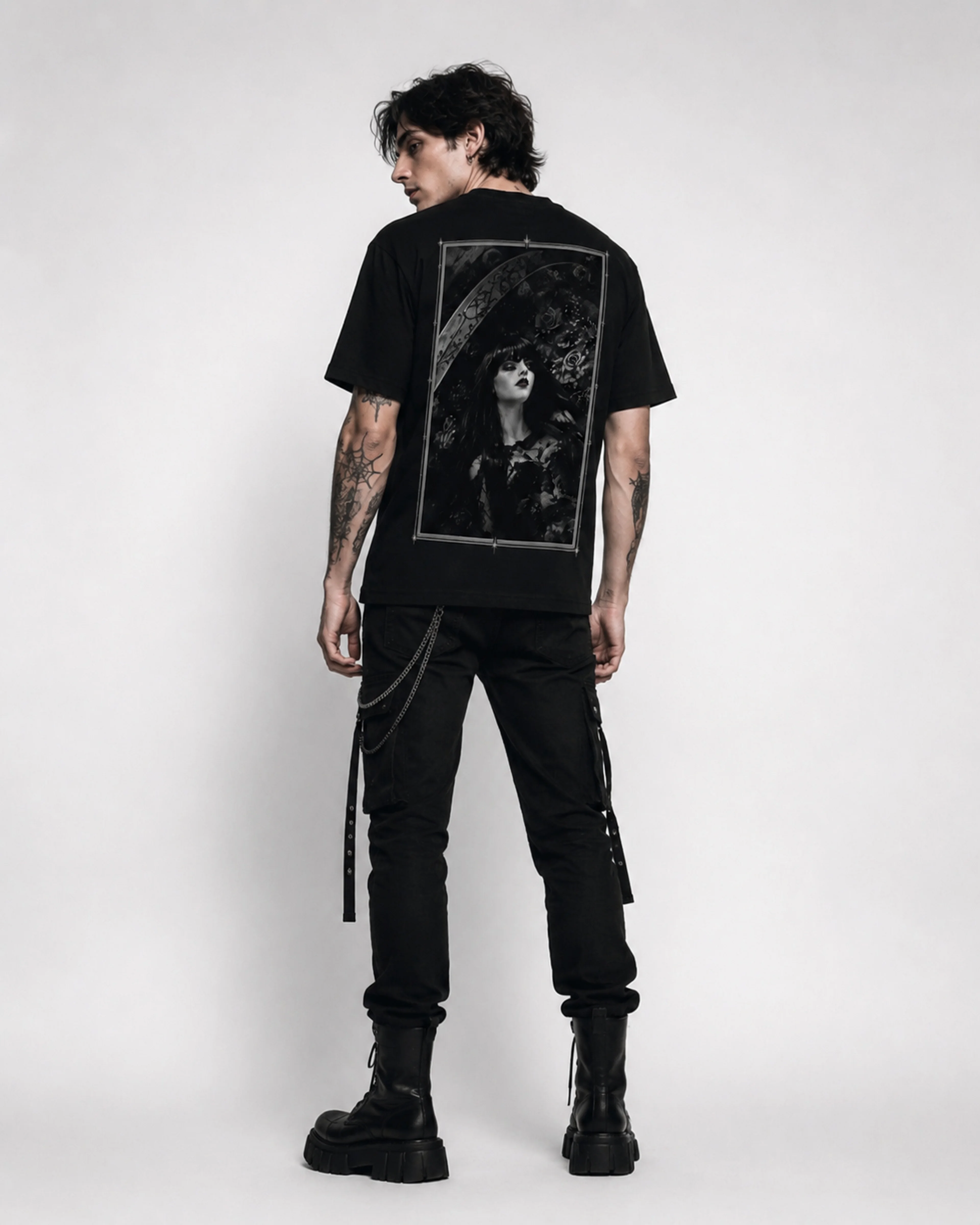 Dorian Tears | Gothic Girl T-Shirt: male model, back view