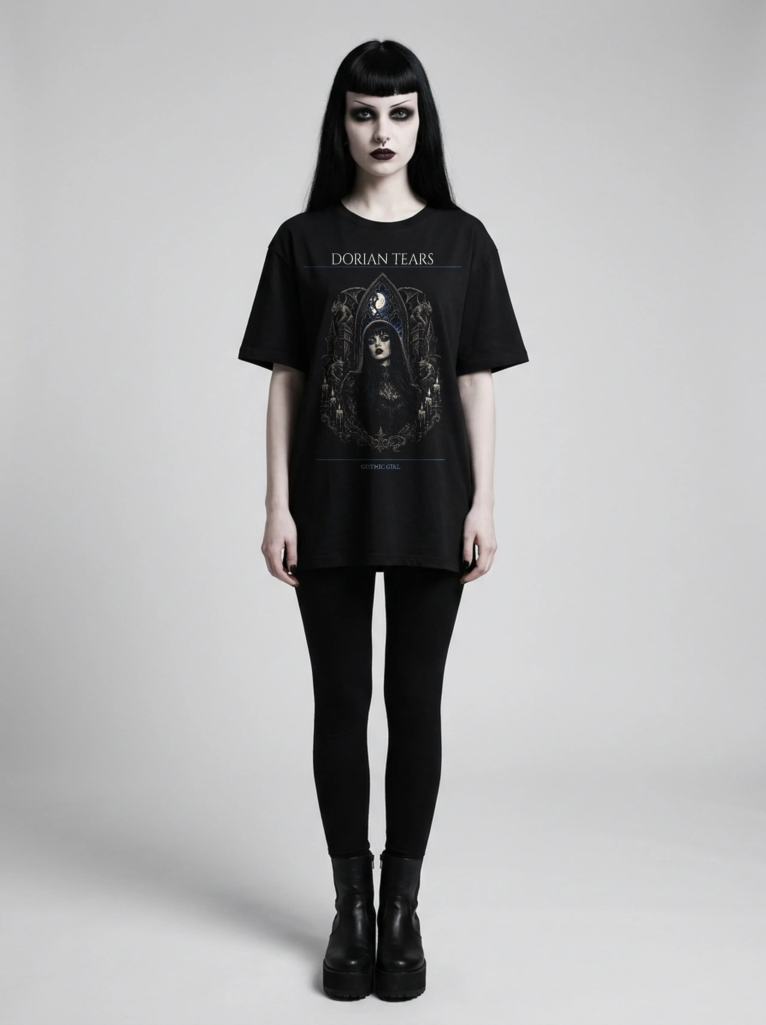 Dorian Tears T-Shirt: female model, full length