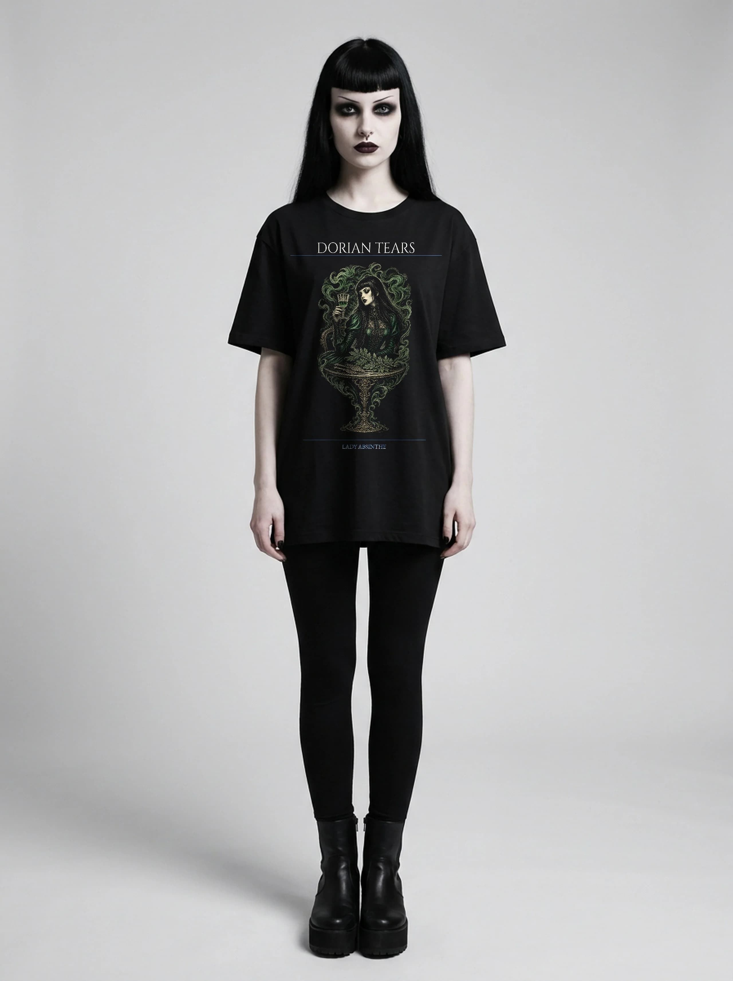 Dorian Tears T-Shirt: female model, full length