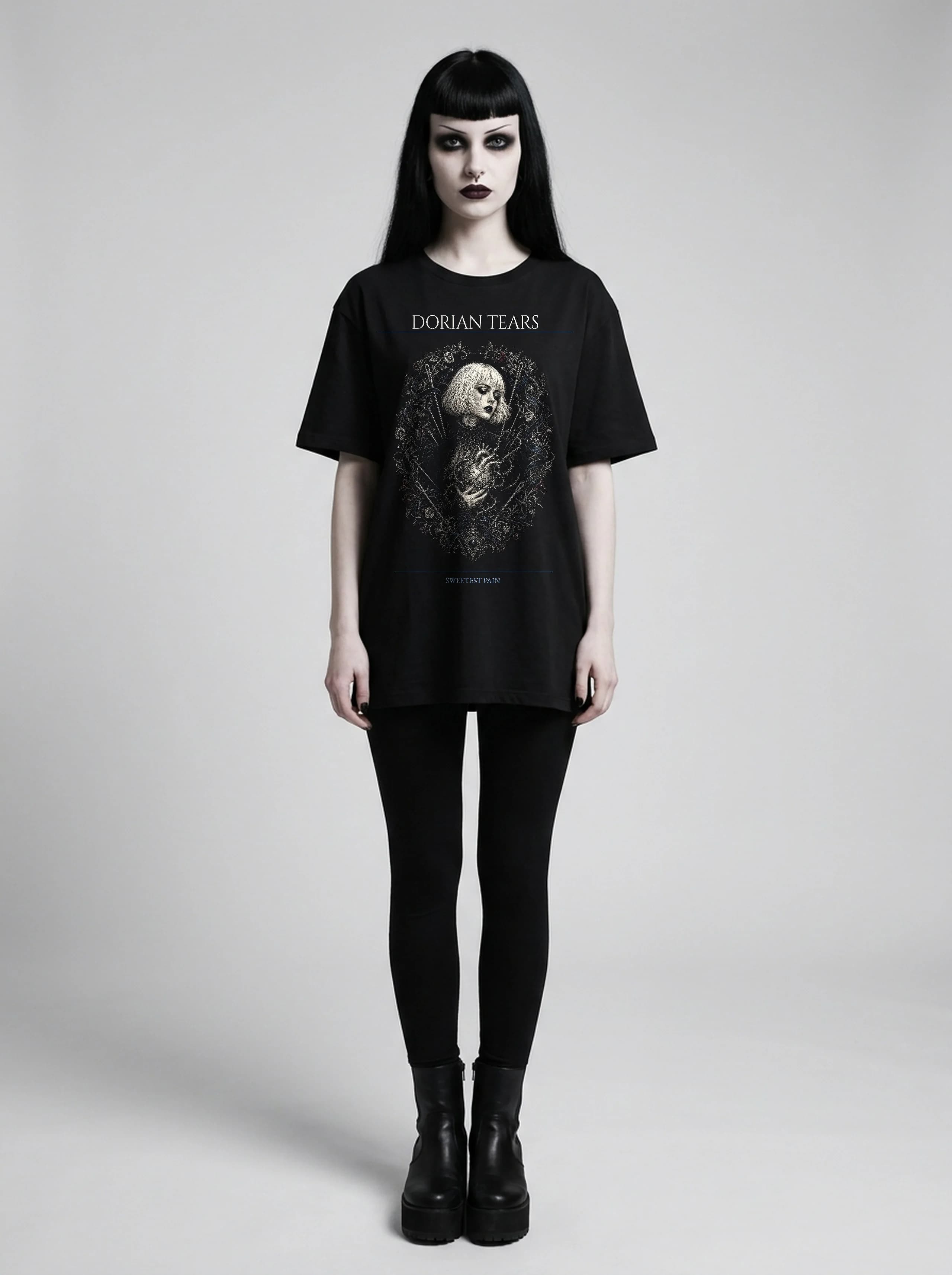 Dorian Tears T-Shirt: female model, full length