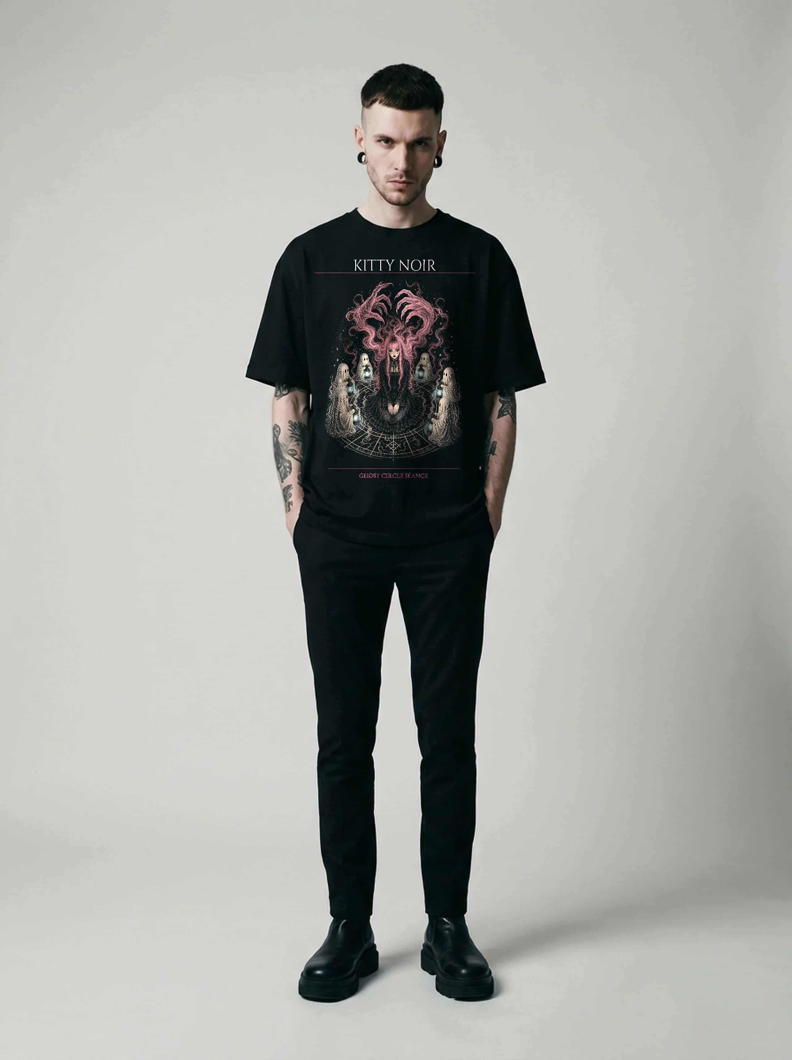 Kitty Noir T-Shirt: male model, full length