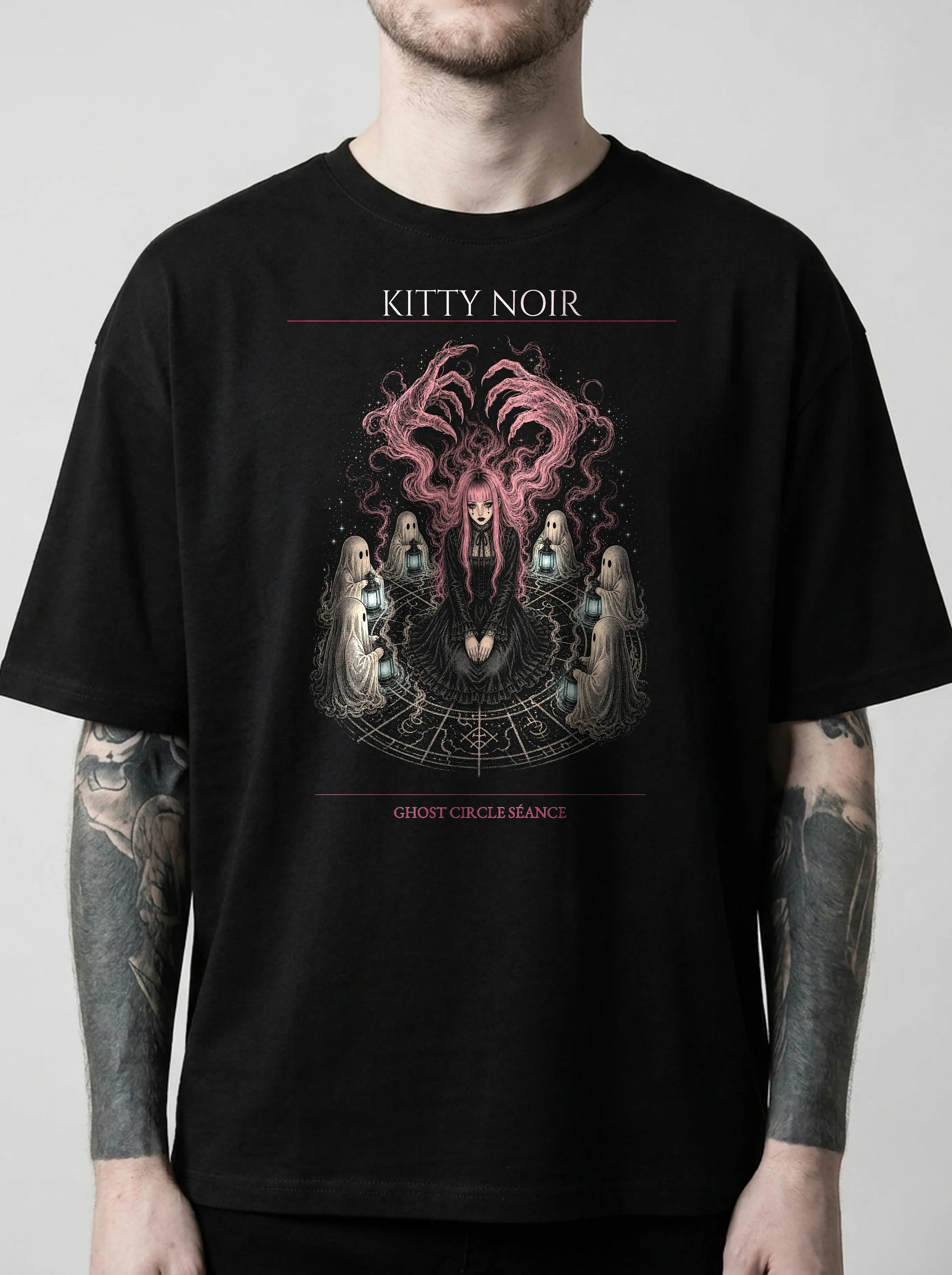Kitty Noir T-Shirt: male model, chest detail