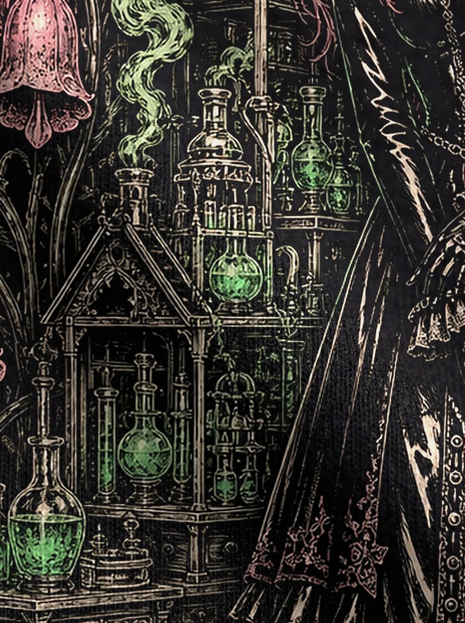 Kitty Noir T-Shirt: print detail on fabric