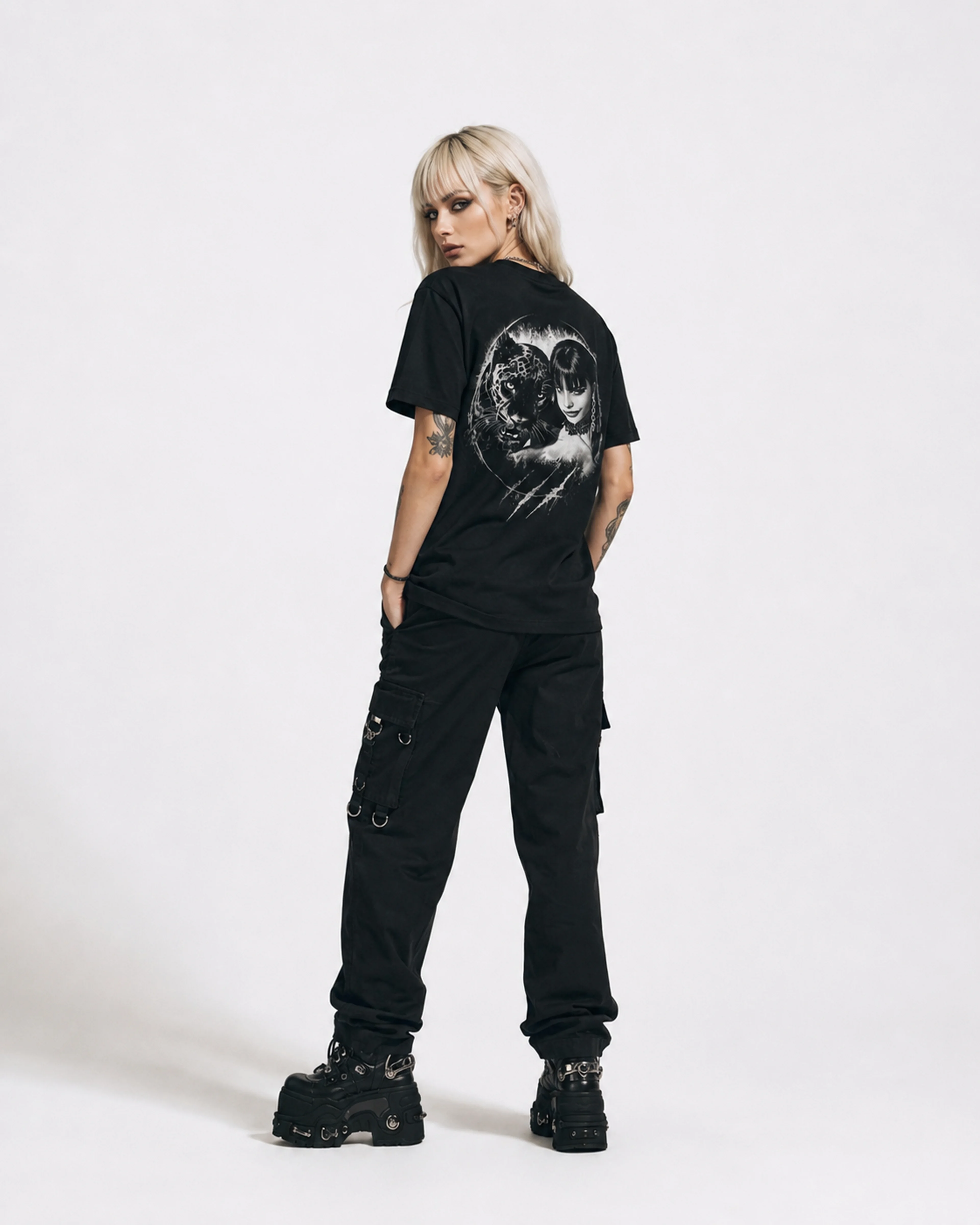 Luara | Instinct T-Shirt: female model, back view