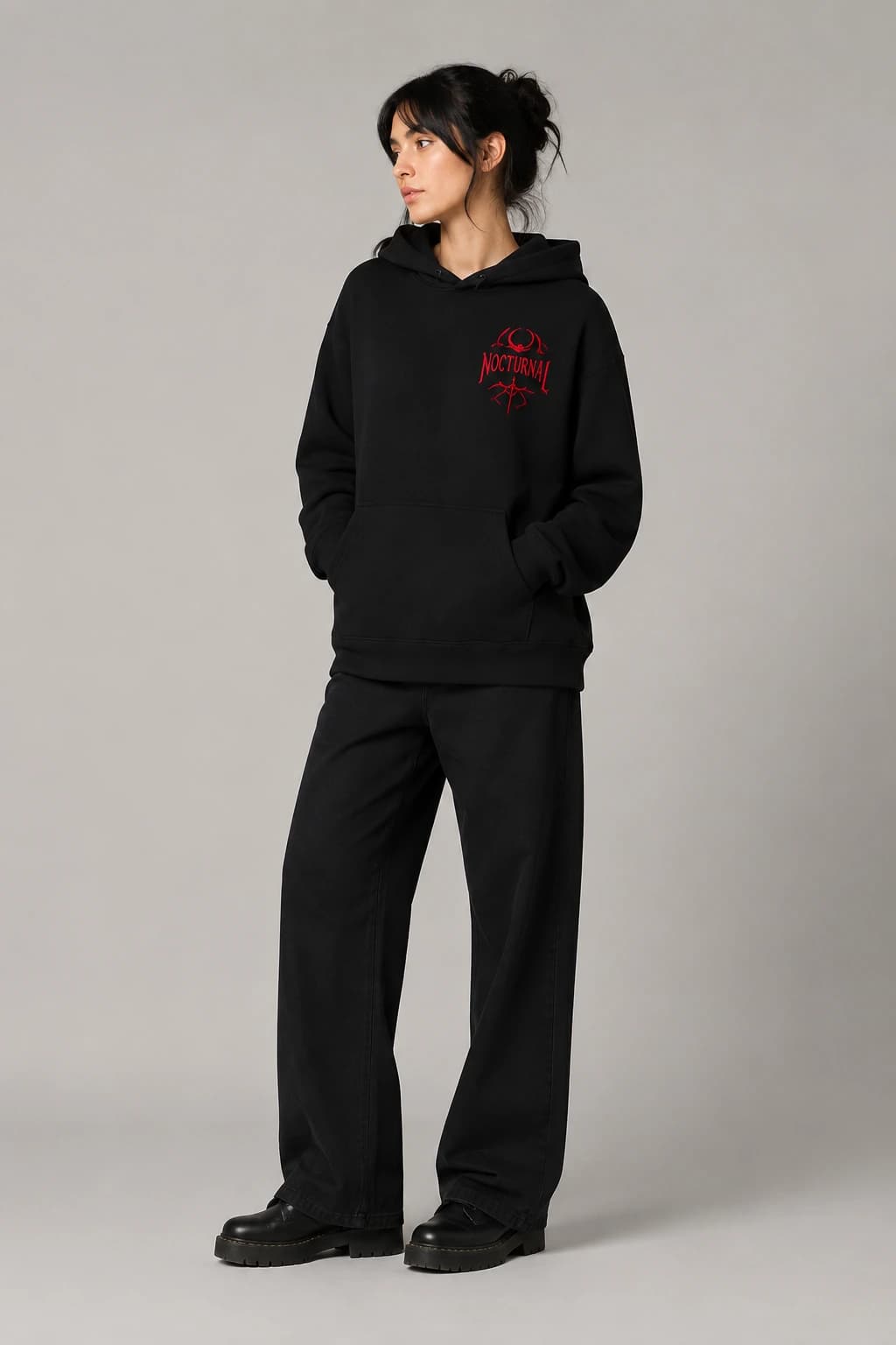 Nocturnal | Hoodie: female model, three-quarter view