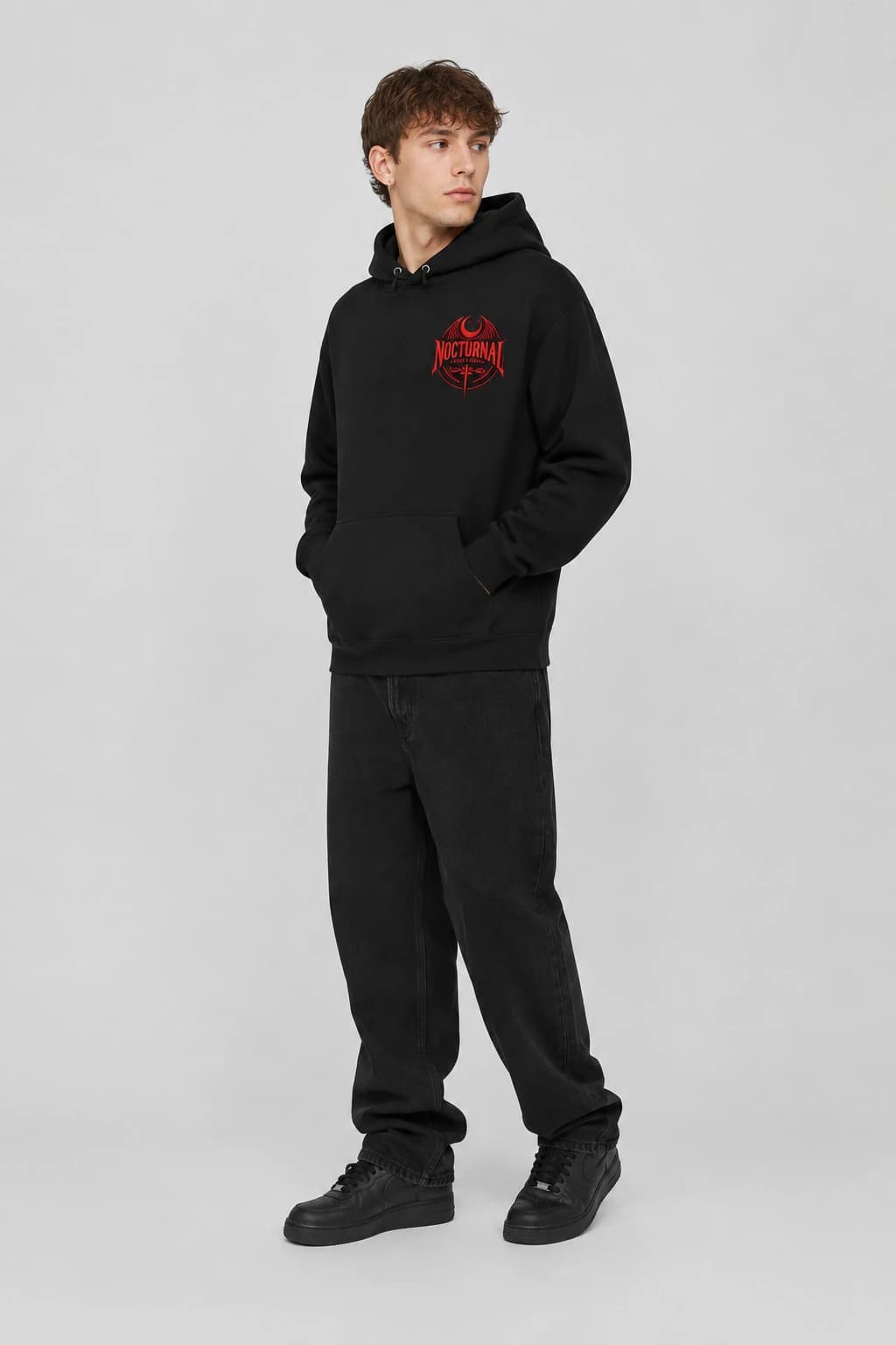 Nocturnal | Hoodie: male model, three-quarter view