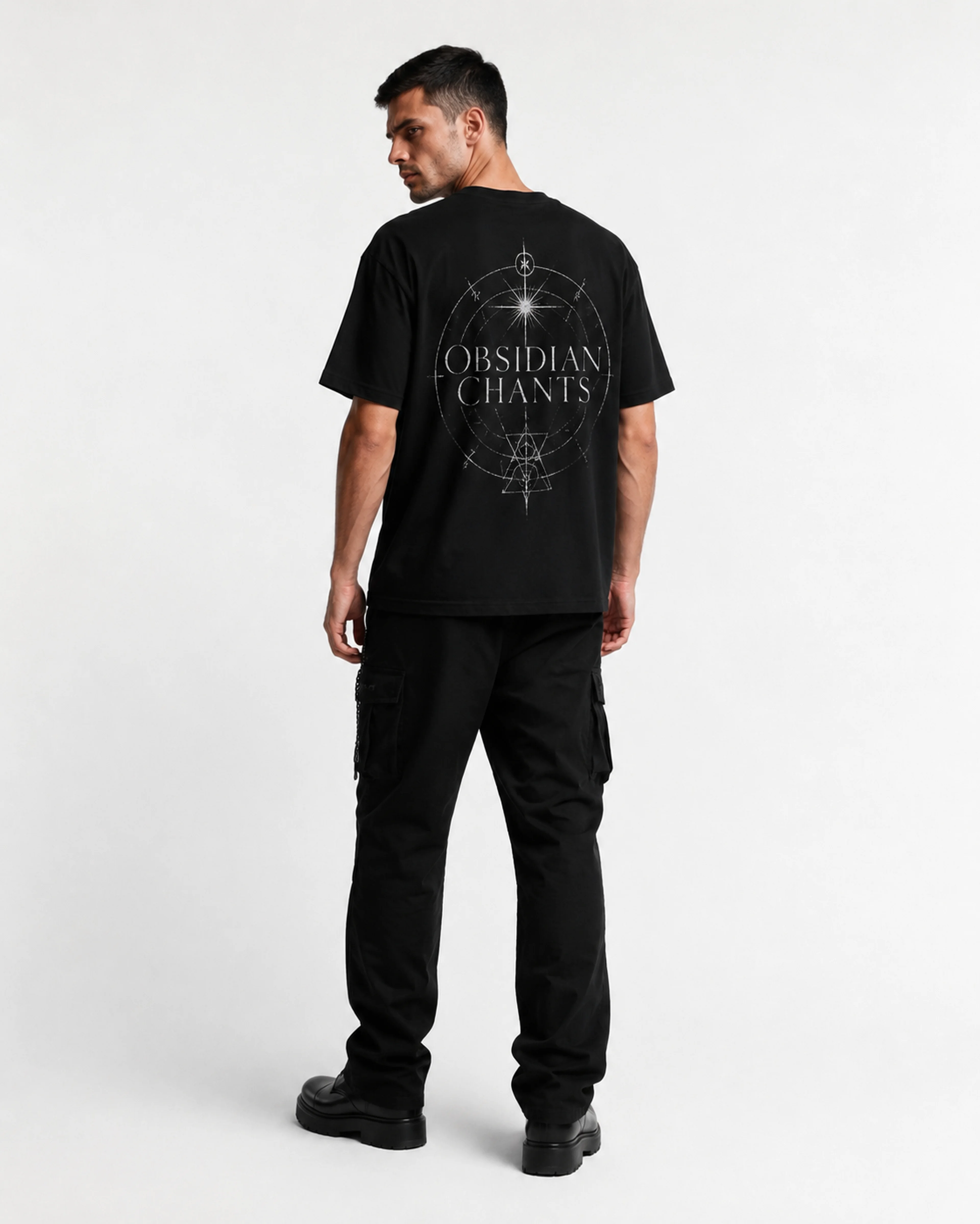 Obsidian Chants | T-Shirt: male model, back view