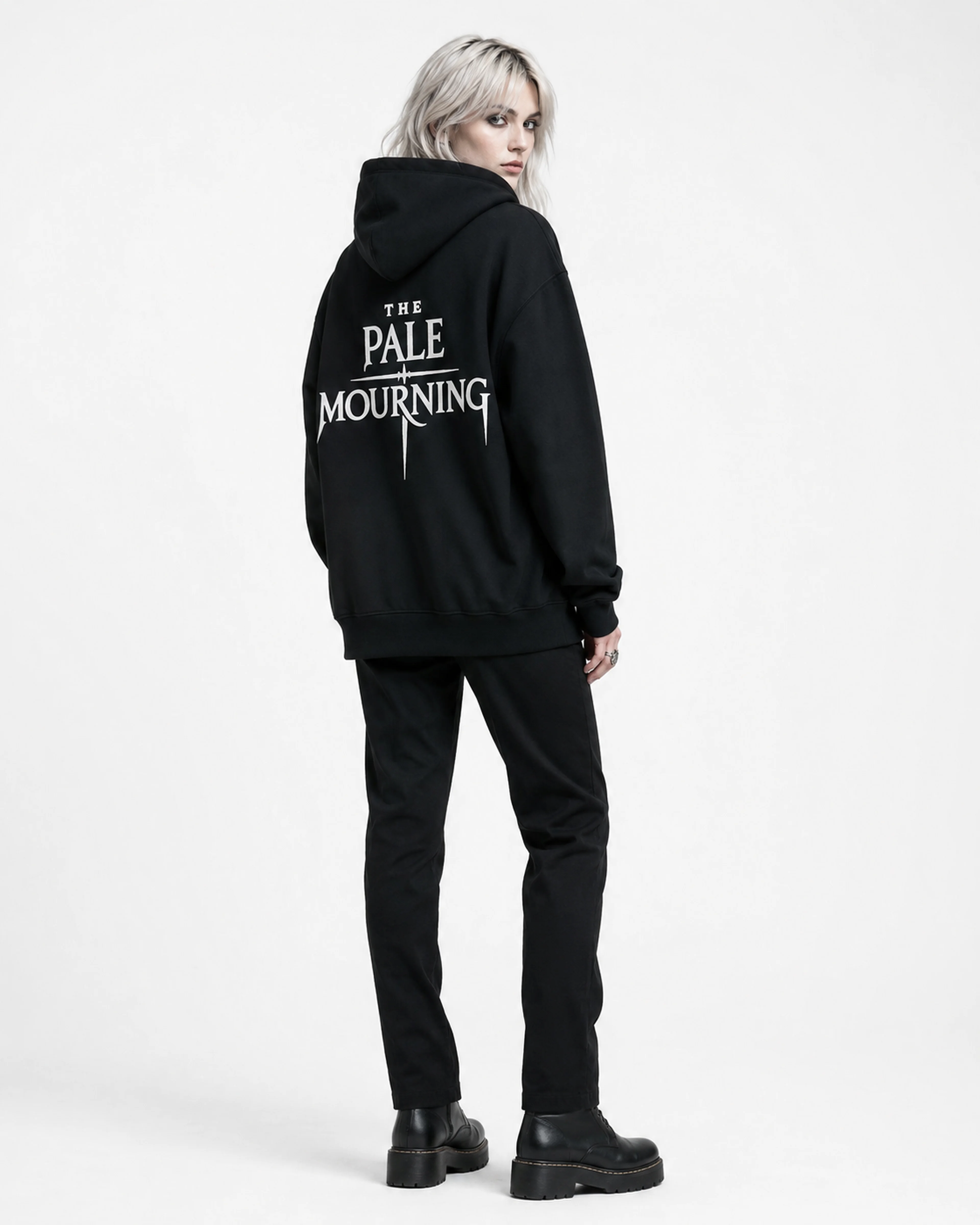 The Pale Mourning | Hoodie: female model, back view