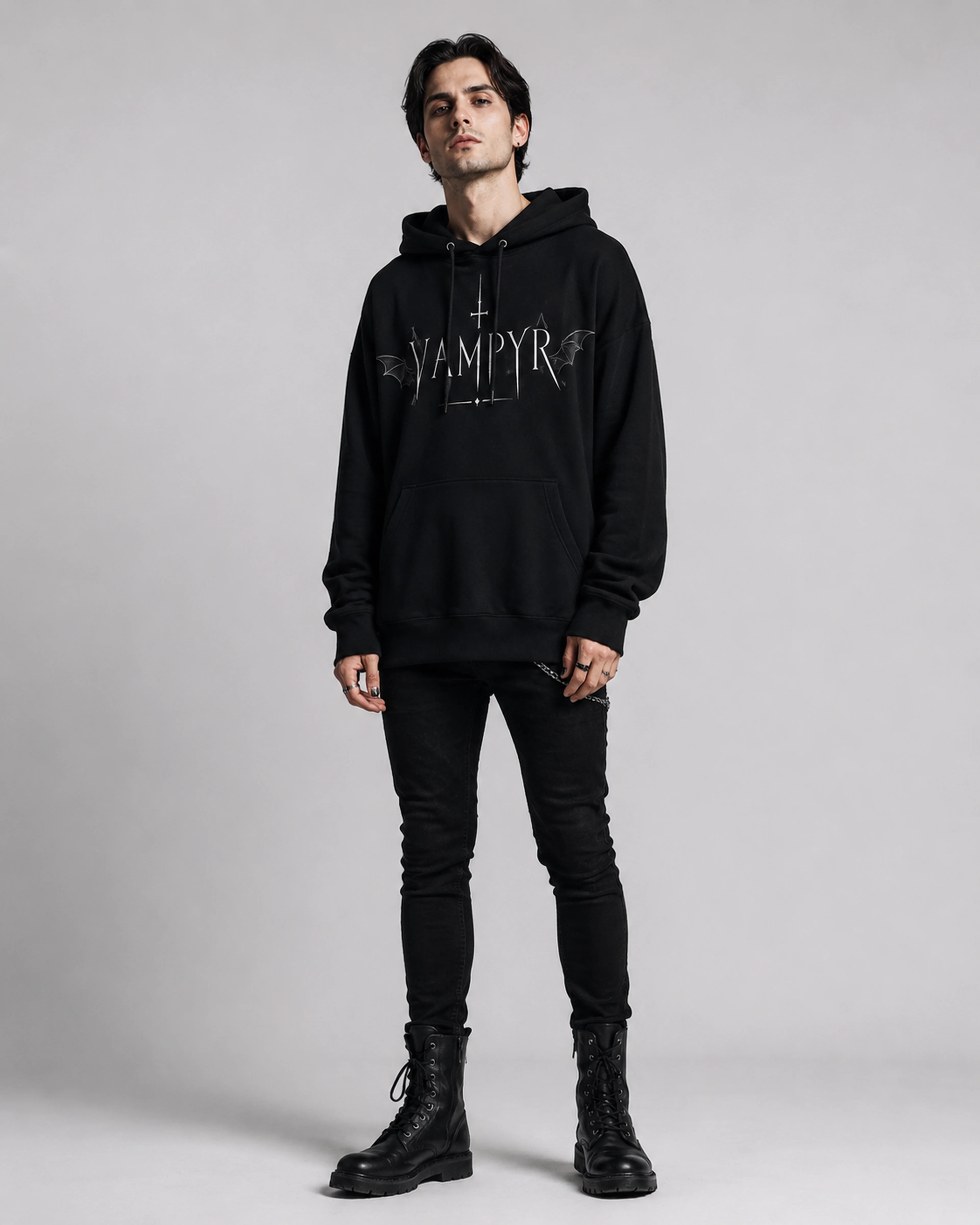 Vampyr | Hoodie: male model, three-quarter view